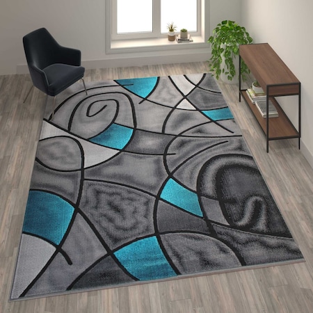 Flash Furniture Turquoise 8' x 10' Abstract Design Accent Area Rug ACD-RGTRZ860-810-TQ-GG